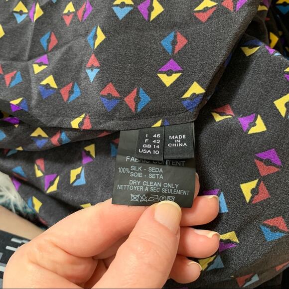 Derek Lam Silk geometric Collar Drape Blouse sz 10 - Picture 9 of 10